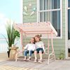 AIYAPLAY Hollywoodschaukel Kinderschaukel mit verstellbarem Sonnendach, Sicherheitsgurt, 2-Sitzer, verstellbarer Sonnenschutz, Gartenschaukel für 3-6 Jahre Kinder, 1 tlg, für 3-6 Jahre Kinder, Rosa 110 x 74 x 113 cm Bild 5