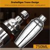 GLIESE Cocktail-Set Edelstahl Cocktail Shaker Set 12-teiliges mit Bar Zubehör, (12-tlg, Cocktail Shaker Setz), 750ml, mit Bambus-Ständer Bild 4