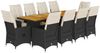 vidaXL 11-tlg. Garten-Bistro-Set mit Kissen Schwarz Poly Rattan 3277256 Bild 2