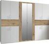Kleiderschrank TAIGA Schrank in weiß und Plankeiche mit Spiegel 270 cm Bild 2