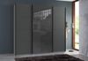 Schwebetürenschrank Kleiderschrank B225 cm extra H236 cm 3-trg. Grafit, 1x Tür Glas Grau Bild 3