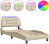vidaXL Bettgestell mit LED ohne Matratze "Hvar" Creme 90x190 cm Stoff 3213674 Bild 5