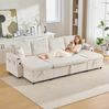 4-Sitzer Sofa mit Cordbezug, Schlaffunktion & Stauraum, 272x136x86 cm, Beige Bild 5