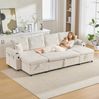 4-Sitzer Sofa mit Cordbezug, Schlaffunktion & Stauraum, 272x136x86 cm, Beige Bild 2