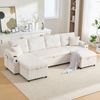 4-Sitzer Sofa mit Cordbezug, Schlaffunktion & Stauraum, 272x136x86 cm, Beige Bild 3
