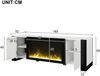 TV-Schrank 165x32x55 cm mit Elektrokamin, Hochglanz Weiß/Schwarz, 2 Türen Bild 5
