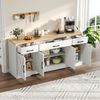 Sideboard 160 cm mit 3 Schubladen, 4 Türen, MDF weiß matt, rohholzfarbene Deckplatte, X-Zierlinien, platzsparend Bild 4