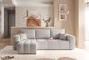Ecksofa Schlafsofa Sofa LEROS in Stoff Manila Hellgrau Ottomane Links Bild 2