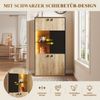 Schrank, Holzwerkstoff in Holzoptik mit LED & Schiebetür, 77,8x36x150 cm, Natur/Schwarz Bild 5