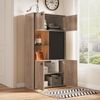 Schrank, Holzwerkstoff in Holzoptik mit LED & Schiebetür, 77,8x36x150 cm, Natur/Schwarz Bild 3