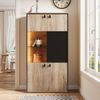 Schrank, Holzwerkstoff in Holzoptik mit LED & Schiebetür, 77,8x36x150 cm, Natur/Schwarz Bild 2