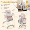Klappbarer Hochstuhl mit Rädern & Verstellbarer Höhe & Fußstütze & Rückenlehne Babysitz Rosa Bild 2