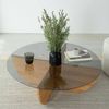 Dmora Wohnzimmertisch Jolanda, Niedriger Wohnzimmertisch, Kaffeeregal, Couchtisch für Sofa, 90x90h30 cm, Eiche Bild 5