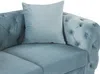 Vente-unique - EDWINA Sofa SamtStoff Blau - B 91 cm x H 76 cm x L 220 cm Bild 4