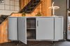 KAWOLA Sideboard MARIA Marmorplatte Kunstleder grau 76 x 40 x 150 cm Bild 2