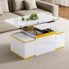 Couchtisch Set, MDF/Spanplatte mit Klapp- & Hebefunktion, 100x50x43 cm, Weiß/Gelb Bild 2