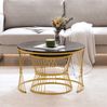 Couchtisch 70 x 70 x 45 cm 2er-Set mit Marmormuster und Goldoptik-Metallgestell Bild 2