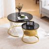 Couchtisch 70 x 70 x 45 cm 2er-Set mit Marmormuster und Goldoptik-Metallgestell Bild 3