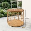 Outsunny Beistelltisch mit Rattanoptik, Akazienholzplatte, verstellbaren Füßen (Balkontisch, 1-St, Gartentisch), für Garten Terrasse Balkon Teak Bild 3