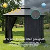 Devoko Gartenpavillon 300x300cm mit Doppeldach, Vorhängen & Blumenrahmen, wetterfest & UV-beständig, Schwarz Bild 4