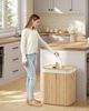 SONGMICS Pfandflaschen-Sammelbehälter, 95 L Pfandflaschen-Behälter, Bambus, Flaschensammler Leergut, Recycling-Behälter, mit Loch, Deckel, Innensack mit Griffen, Küche, naturbeige RRB060Y01 Bild 2