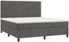 vidaXL Boxspringbett mit Matratze & LED Dunkelgrau 160x200 cm Samt 3136192 Bild 3