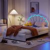 LuxeLiving Polsterbett Kinderbett Jugendbett (Kopfteil hochstellbar), Doppelbett,Cloud-Kopfteil,mit LED-Beleuchtung und Lattenrost,140x200cm Bild 5
