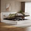 Merax Polsterbett, Doppelbett, 180 x 200cm, hydraulisches Funktionsbett, Bett mit Lattenrost, Kopfteil, gepolstertes Kopfteil, Beige, bouclé Bild 2