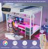 Bett 140x200 cm Hochbett mit Schreibtisch, Schubladen und 7-farbiger LED-Leiste mit USB-Anschluss Bild 5