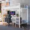 Bett 140x200 cm Hochbett mit Schreibtisch, Schubladen und 7-farbiger LED-Leiste mit USB-Anschluss Bild 4