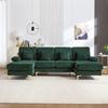 Modernes U-Sofa mit LED Ambientebeleuchtung & der USB-C-Port, 4 luxuriöse Kissen & ergonomische Premium Rückenlehne für maximalen Komfort, Massivholzrahmen, Dunkelgrün Bild 5