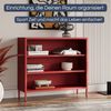 Metall Kommode offen LUCA - 4 Ebenen, Industrie-Design | Metallregal klein Standregal Stahl Büro Wohnzimmer Arbeitszimmer, 90x100x35cm Rot Bild 3