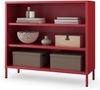 Metall Kommode offen LUCA - 4 Ebenen, Industrie-Design | Metallregal klein Standregal Stahl Büro Wohnzimmer Arbeitszimmer, 90x100x35cm Rot Bild 1