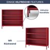 Metall Kommode offen LUCA - 4 Ebenen, Industrie-Design | Metallregal klein Standregal Stahl Büro Wohnzimmer Arbeitszimmer, 90x100x35cm Rot Bild 5