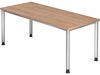 Schreibtisch HS19 4-Fuß rund 180x80 cm Nussbaum Gestellfarbe: Silber Bild 1
