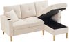 L-förmiges Sofa Chaiselongue Beige, 175x129x90 cm, mit Stauraum & Getränkehalter Bild 5