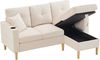 L-förmiges Sofa Chaiselongue Beige, 175x129x90 cm, mit Stauraum & Getränkehalter Bild 5