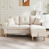 L-förmiges Sofa Chaiselongue Beige, 175x129x90 cm, mit Stauraum & Getränkehalter Bild 4