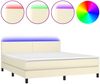 vidaXL Boxspringbett mit Matratze & LED Creme 160x200 cm Kunstleder 3134113 Bild 2