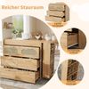 Celya Bartisch mit viel Stauraum und Metallgriffe (mit 6 Schubladen und PE Rattan Türen, 360° drehbarer Stehtisch mit Kippsicherung), für Wohnzimmer, Küche, Esszimmer, Arbeitsbereich Bild 4