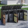 Mülltonnenbox, mit Klappdeckel, trash storage compartments,Abschließbar, Vier Türen,Horizontale Holzmaserungsblöcke Bild 3
