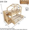Merax Etagenbett 90x200cm oben 140x200cm unten Hausbett Kinderbett mit Treppenschrank Stauraum Regalen sicherer Aufstieg, Holzfarbe Bild 4