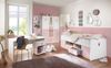 Kinderschreibtisch >CINDY2< (BxHxT: 140x72x70 cm) in WEISS + ABSETZUNGEN ROSE Bild 2
