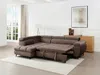 Vente-unique - NIACATO Sofa Samt Schokoladenbraun - B 204 cm x H 80 cm x L 274 cm Bild 2