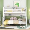 Etagenbett 90x200/140x200 cm mit Leiter – teilbar in 2 Betten, Kiefernholz und MDF, Weiß Bild 3