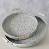 2tlg Set Tablett Finno rund Ø28+34cm mit Griffen Stern Metall Deko Servierteller Bild 2