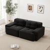 Flieks 2-Sitzer Sofa, Modular Schlafsofa, Tiefsofa Loveseat mit 2 Kissen, Cord, Schwarz Bild 3