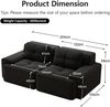 Flieks 2-Sitzer Sofa, Modular Schlafsofa, Tiefsofa Loveseat mit 2 Kissen, Cord, Schwarz Bild 4