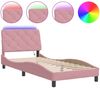 vidaXL Bettgestell mit LED ohne Matratze Rosa 90x190 cm Samt 3213830 Bild 2
