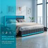 PXloue Polsterbett LED-Bett mit Stauraum und Ladeanschluss (Geeignet für Jugendliche und Erwachsene), Fernbedienung für LED-Farben und sicheres Leinenmaterial. Bild 3